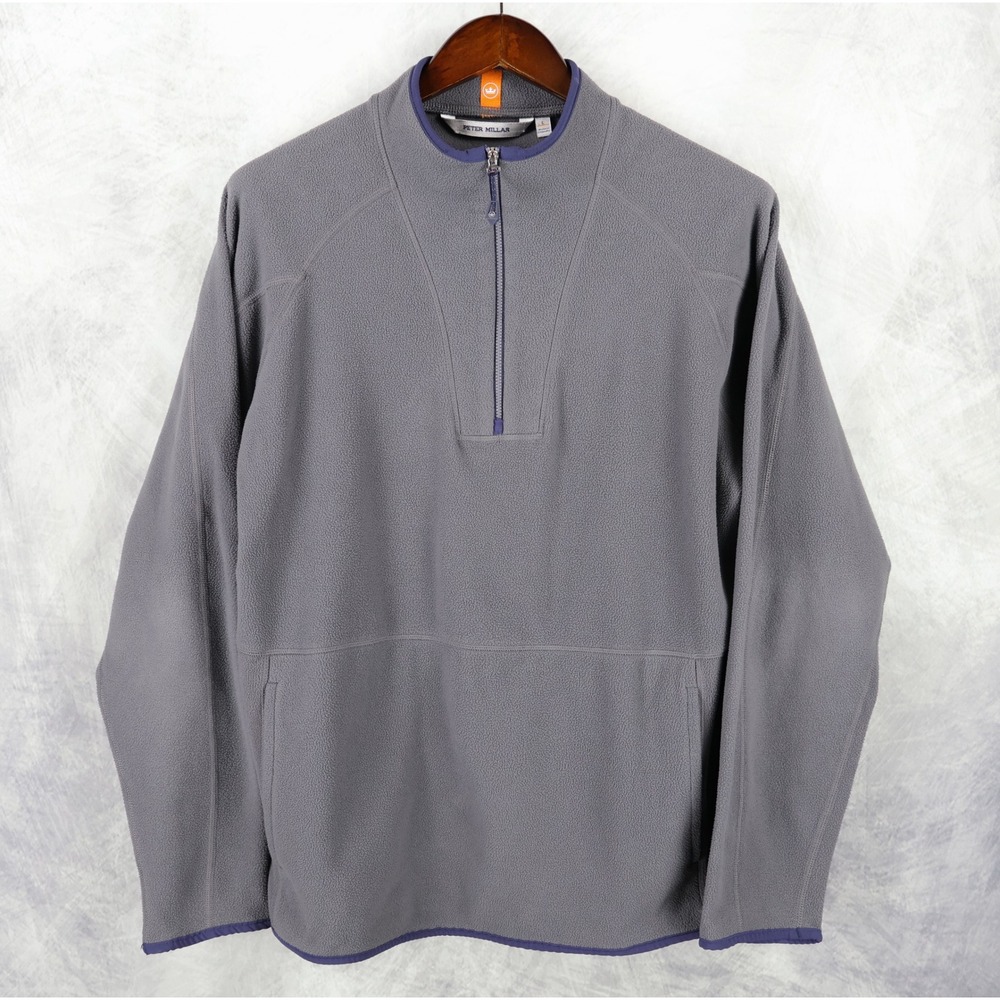 Peter Millar Thermal Flow Micro Fleece Half-Zip Men Large Iron Grey MF22EZ38